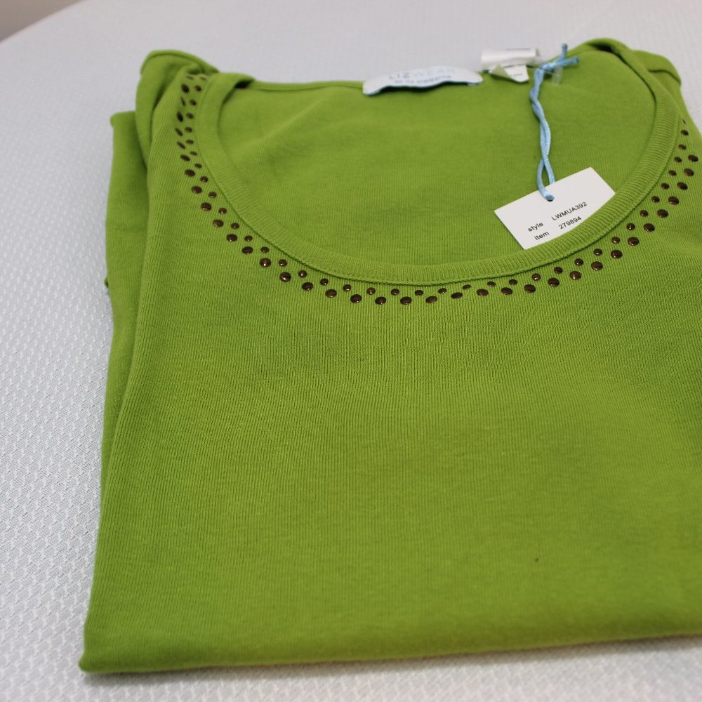 Lizwear by Liz Claiborne Women's short sleeve with decorative neck line